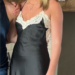black dress with white lace